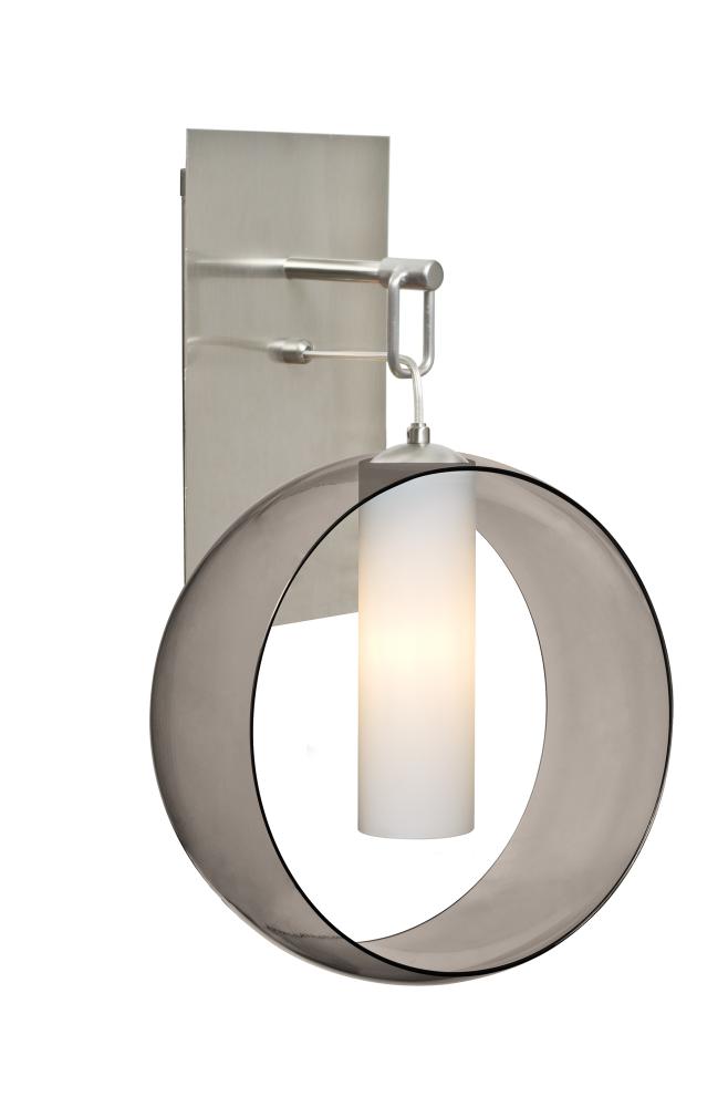 Besa, Plato Wall Pendant, Smoke/Opal, Satin Nickel Finish, 1x60W Medium Base