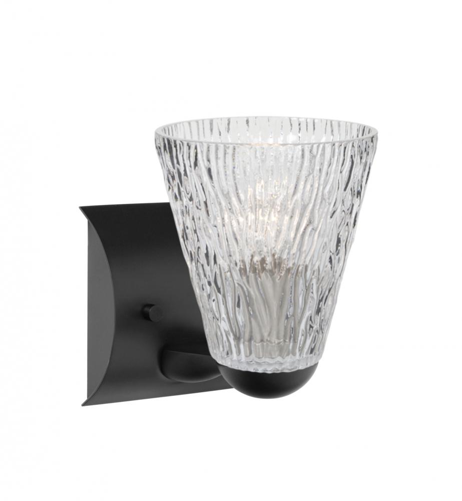 Besa Nico 5 Mini Sconce, Clear Stone, Black, 1x9W LED