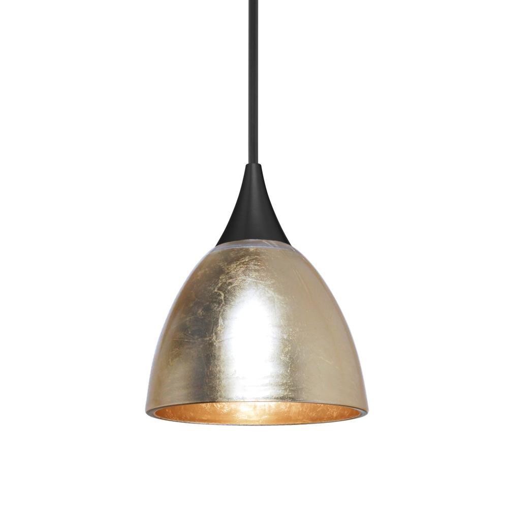 Besa Divi Pendant, Gold Foil, Black Finish, 1x50W MAX GY6.35 Base