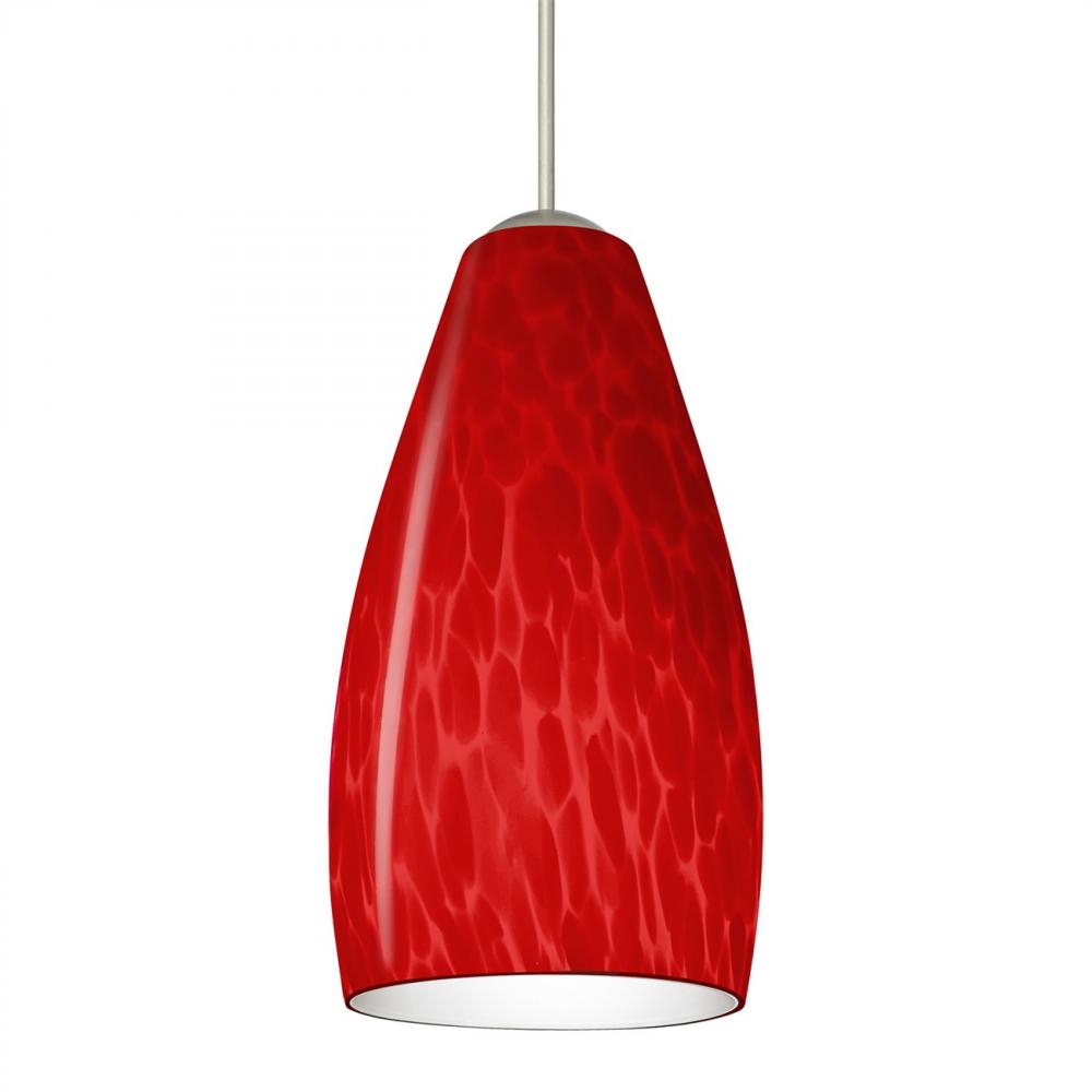 Besa, Karli Cord Pendant, Red Cloud, Satin Nickel Finish, 1x50W MAX GY6.35 Base