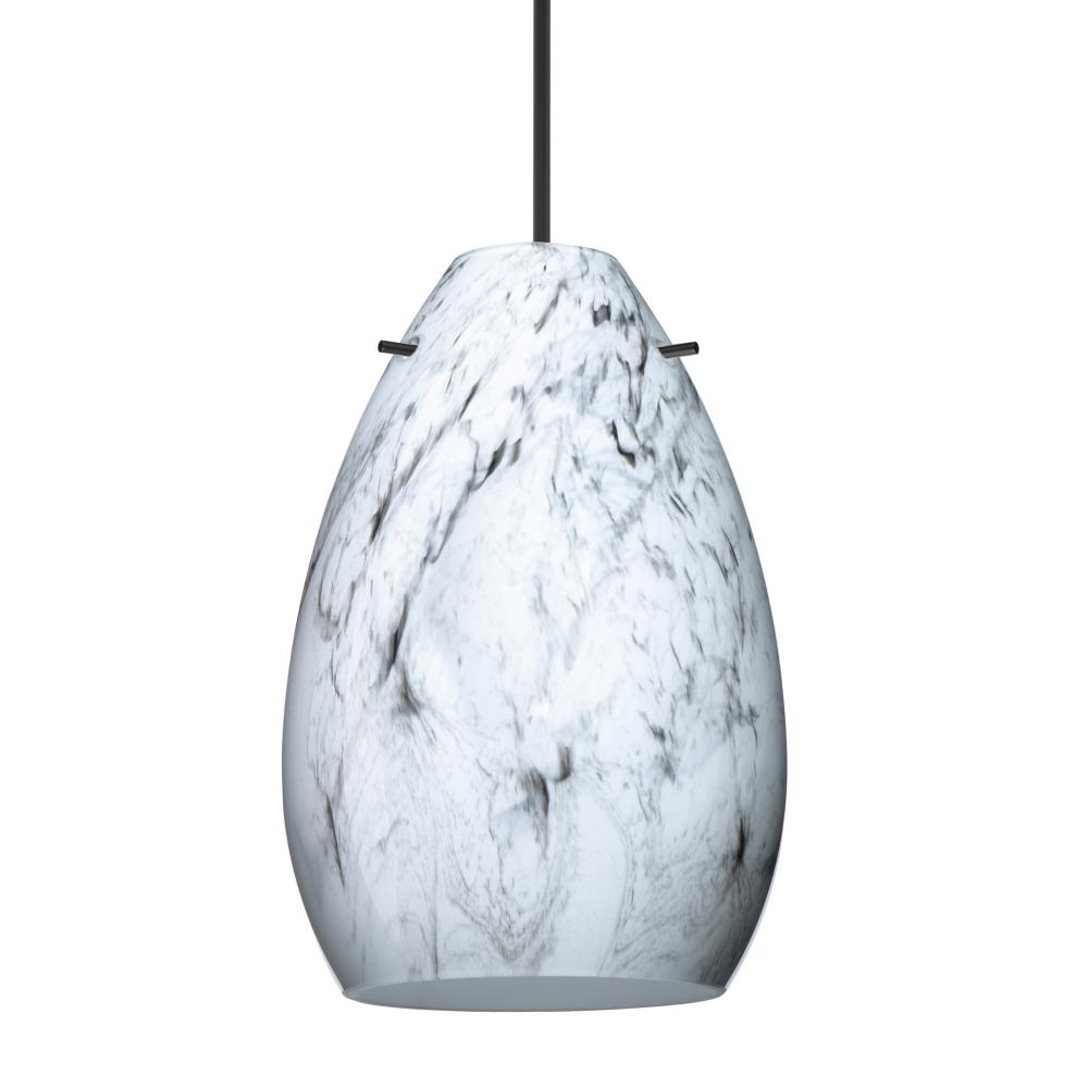 Besa Pendant Pera 6, Black Finish, Marble Grigio 1x50W MAX GY6.35 Base