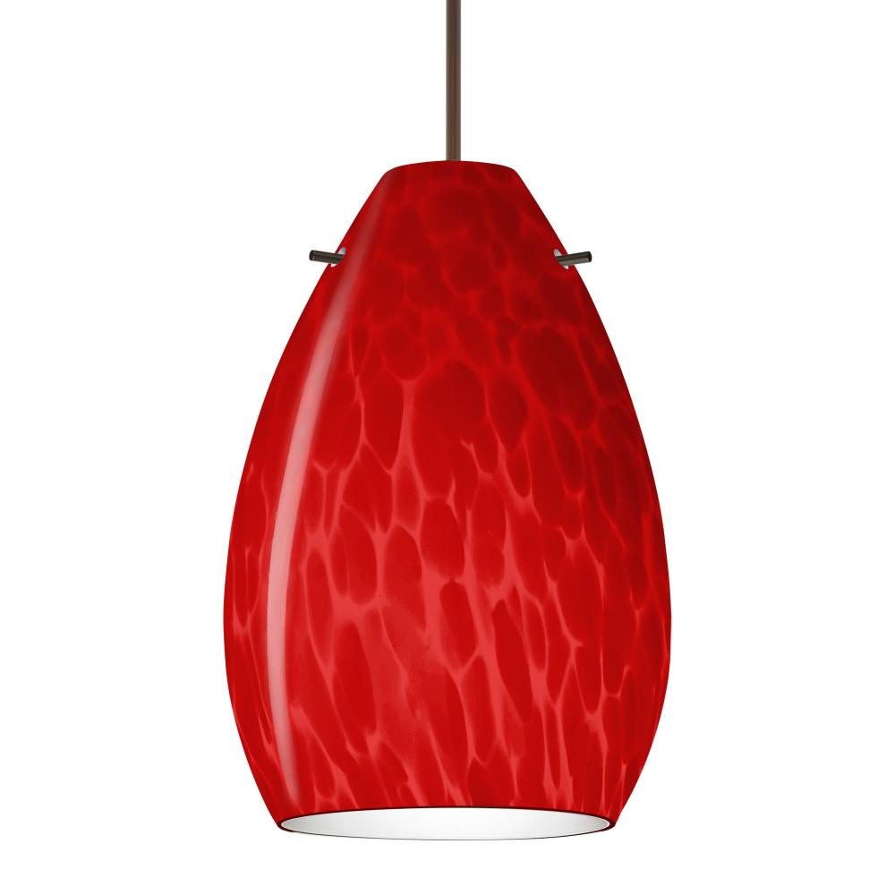 Besa, Pera 6 Cord Pendant, Red Cloud, Bronze Finish, 1x5W LED