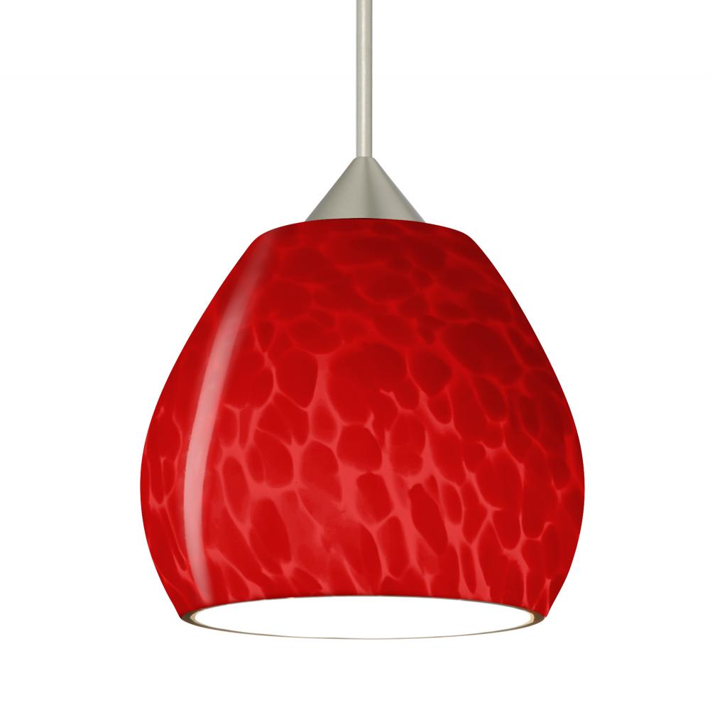 Besa, Tay Tay Cord Pendant, Red Cloud, Satin Nickel Finish, 1x5W LED