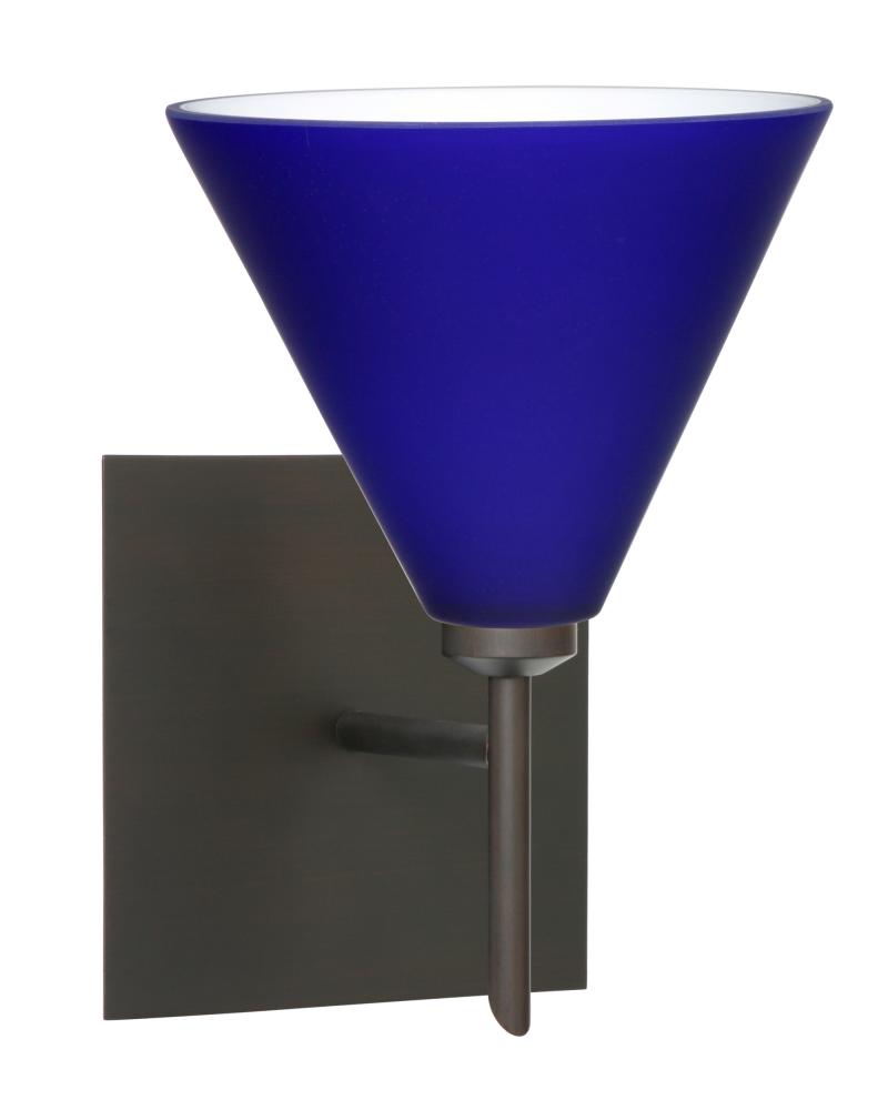 Besa Wall With Sq Canopy Kani Bronze Cobalt Blue Matte 1x40W G9