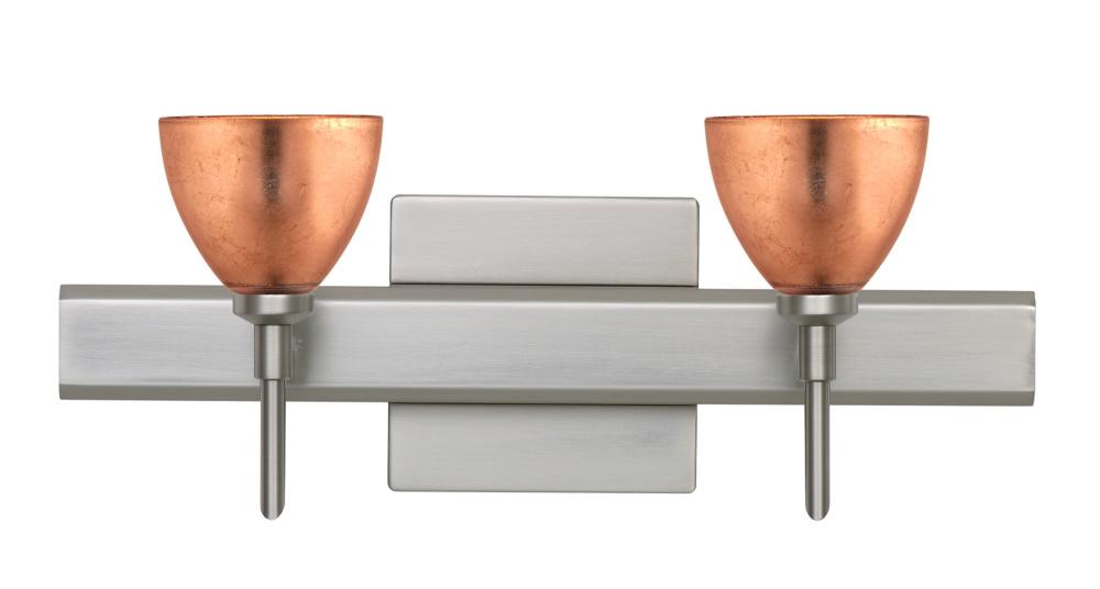 Besa Divi Wall With SQ Canopy 2SW Copper Foil Satin Nickel 2x40W G9