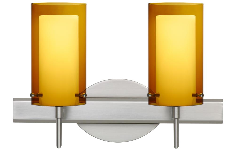 Besa Pahu 4 Wall 2SW Transparent Armagnac/Opal Satin Nickel 2x5W LED