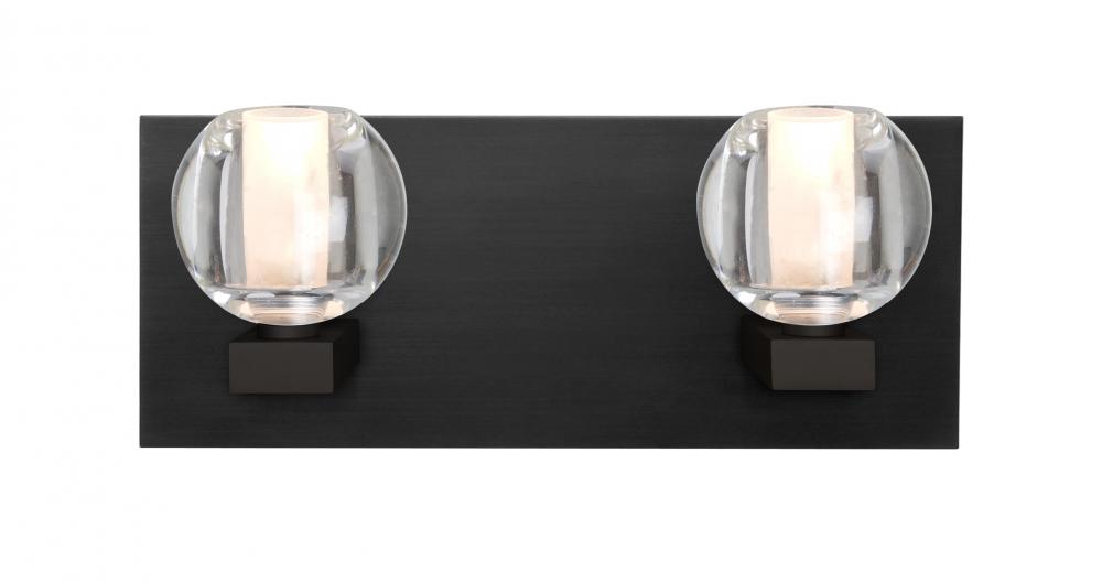 Besa, Boca Vanity, Clear, Black Finish, 2x3W LED