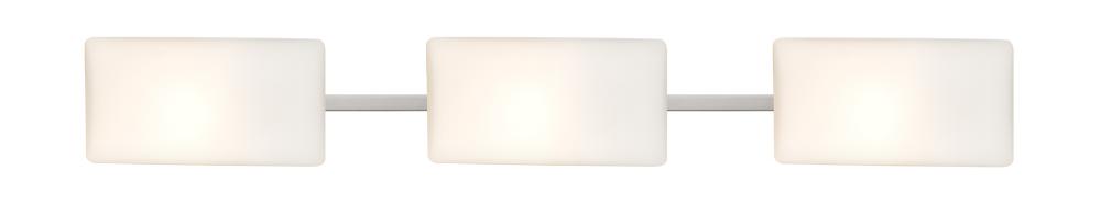 Besa, Lido Vanity, Opal Matte, Satin Nickel Finish, 3x9W LED