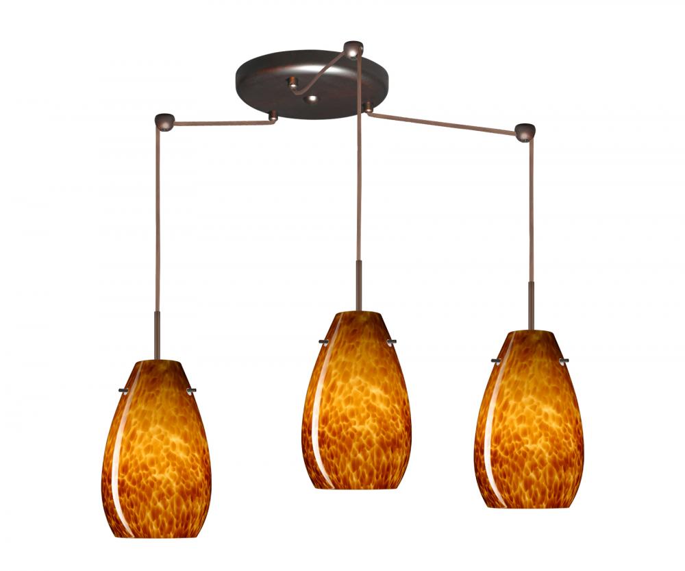 Besa Pendant Pera 9 Bronze Amber Cloud 3x100W A19