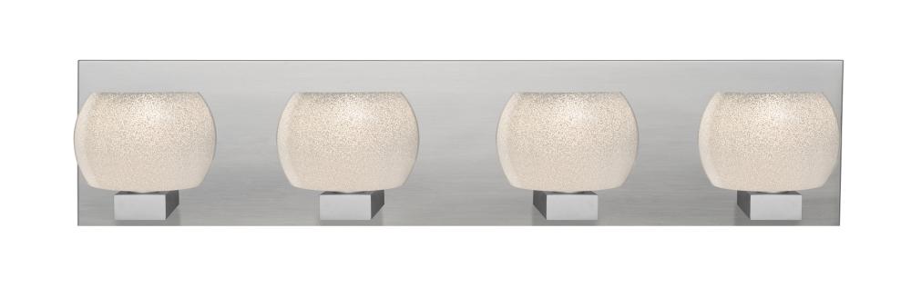 Besa, Keno Vanity, White Sand, Satin Nickel Finish, 4x3W LED