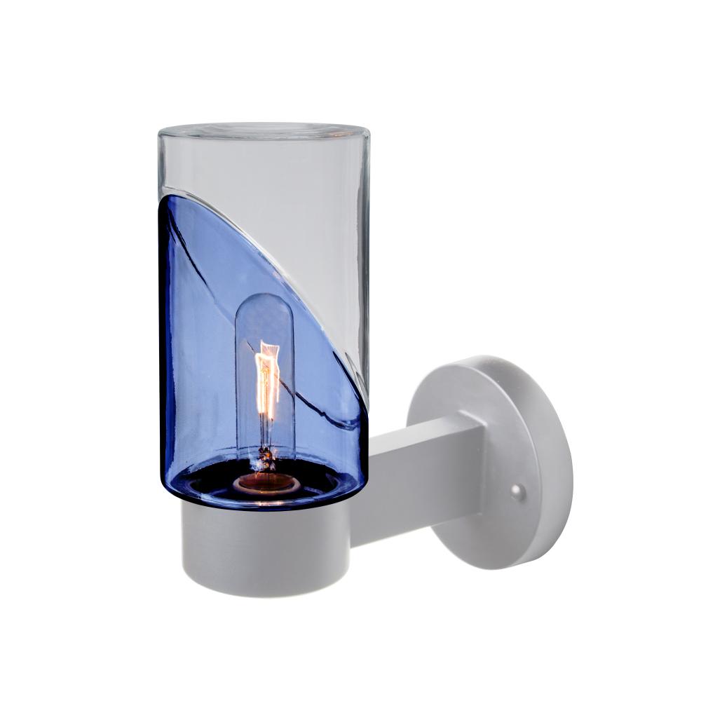 Blink Outdoor Sconce, Blue/Clear, Silver Finish, 1x5W LED Filament