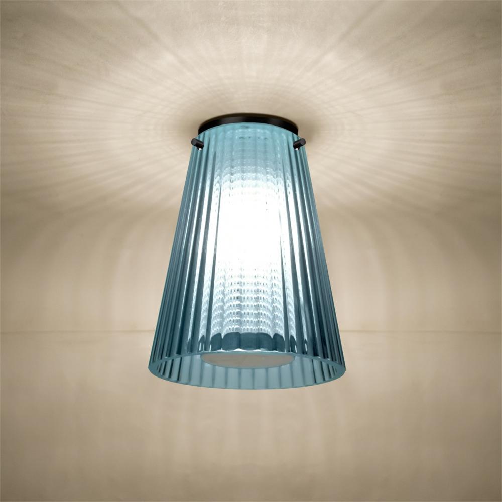 Dion Ceiling, Blue Shade, Black Finish, 1x60W E26 Base