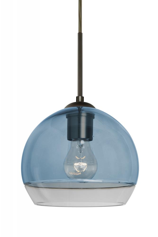 Besa, Ally 8 Cord Pendant For Multiport Canopy, Coral Blue/Clear, Bronze Finish, 1x60