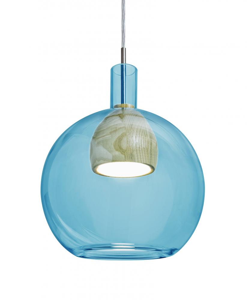 Besa, Benji Cord Pendant For Multiport Canopy, Blue/Natural, Satin Nickel Finish, 1x9