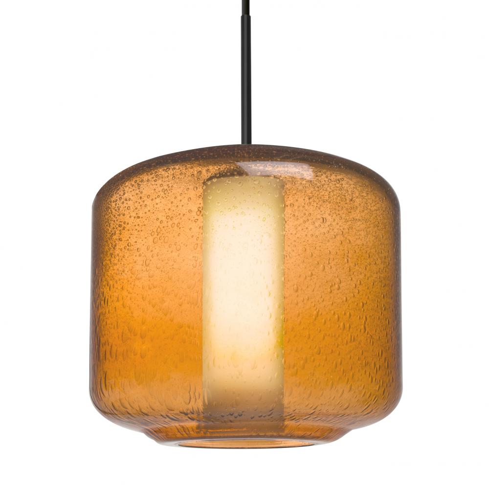 Besa Niles 10 Pendant For Multiport Canopy, Amber Bubble/Opal, Black Finish, 1x5W LED