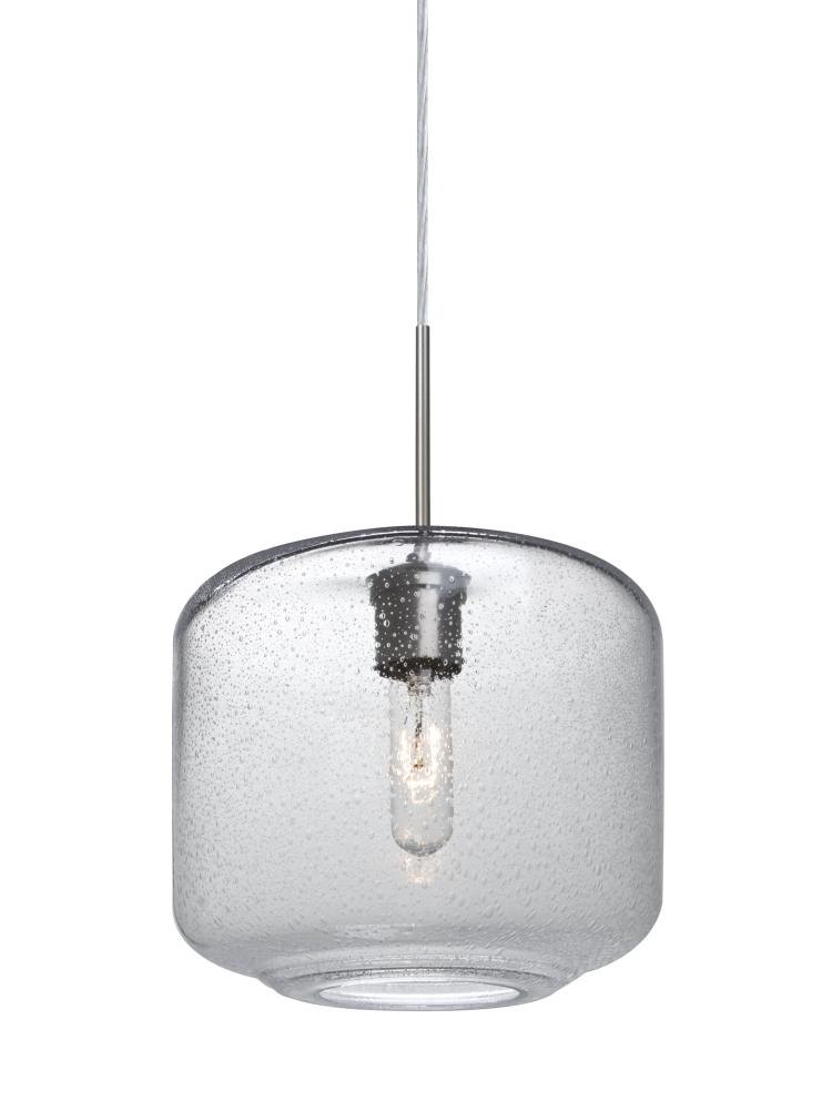 Besa Niles 10 Pendant For Multiport Canopy, Clear Bubble, Satin Nickel Finish, 1x60W