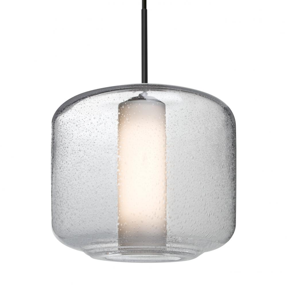 Besa Niles 10 Pendant For Multiport Canopy, Clear Bubble/Opal, Black Finish, 1x60W MAX E26 Base