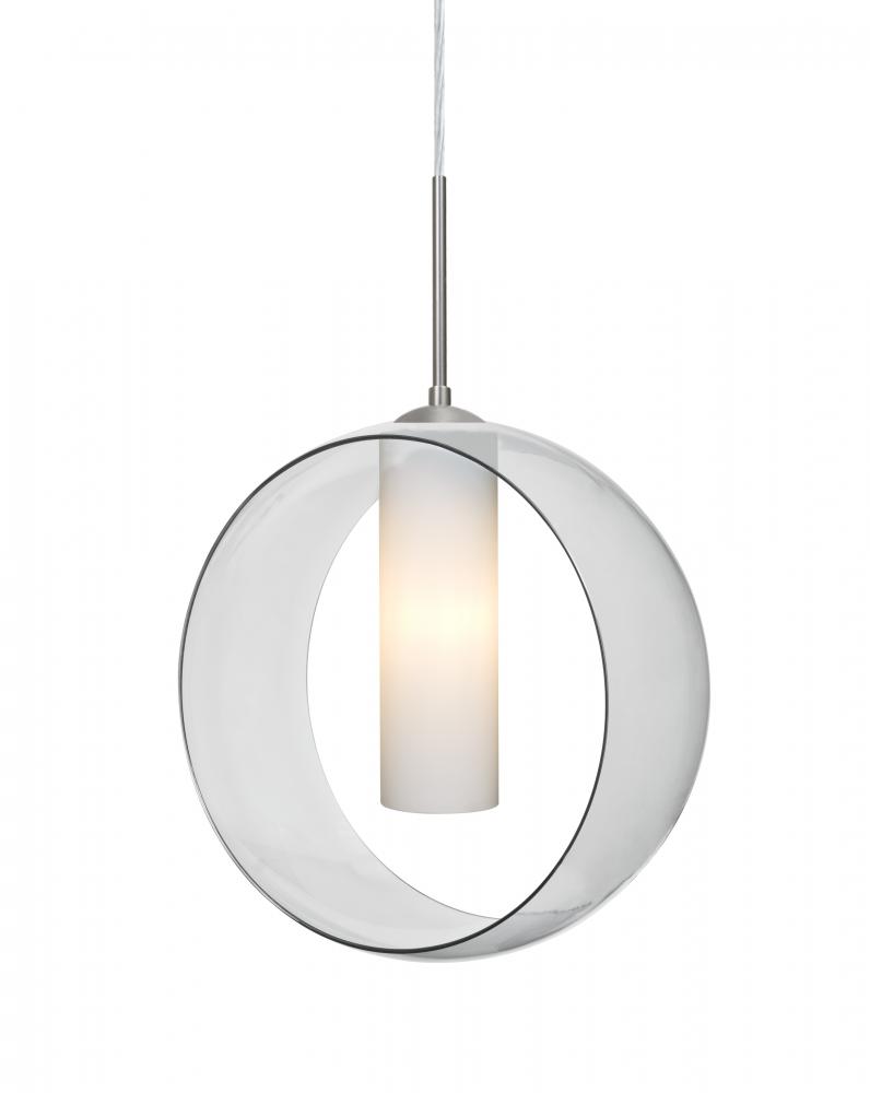 Besa, Plato Cord Pendant For Multiport Canopies, Clear/Opal, Satin Nickel Finish, 1x6