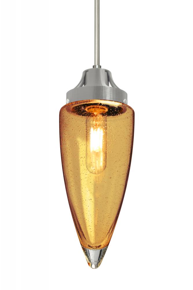 Besa, Sulu Cord Pendant For Multiport Canopy, Amber Bubble, Satin Nickel Finish, 1x4W