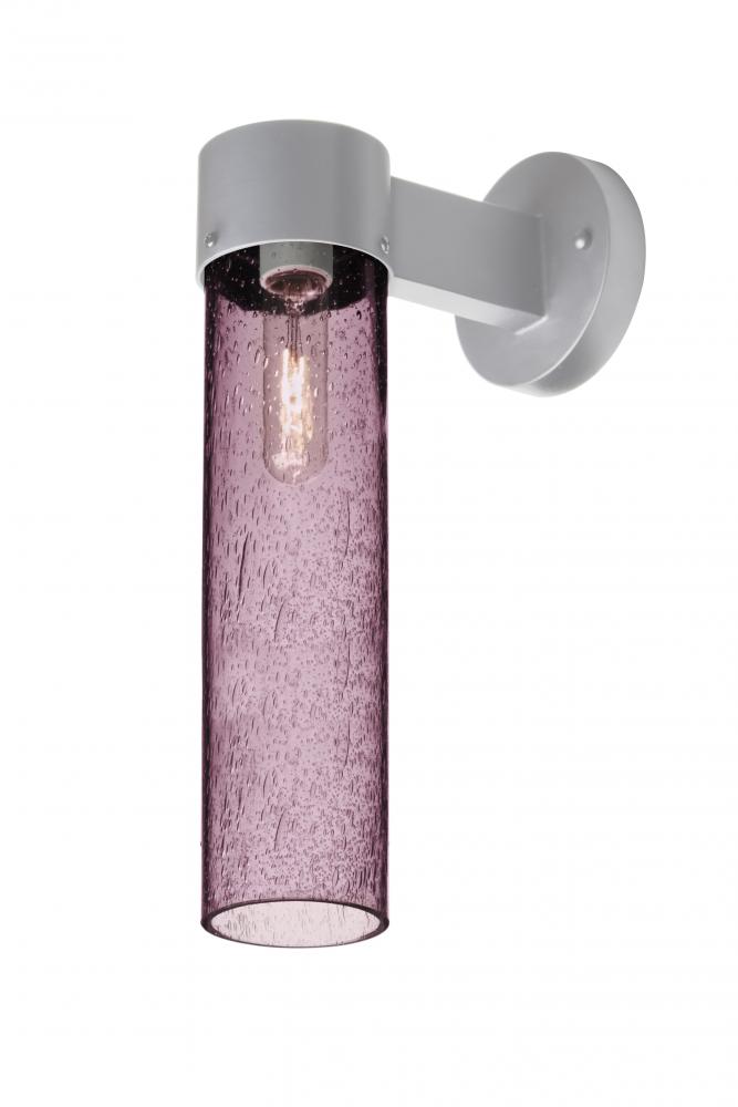 Besa, Juni 16 Outdoor Sconce, Plum Bubble, Silver Finish, 1x60W Medium Base