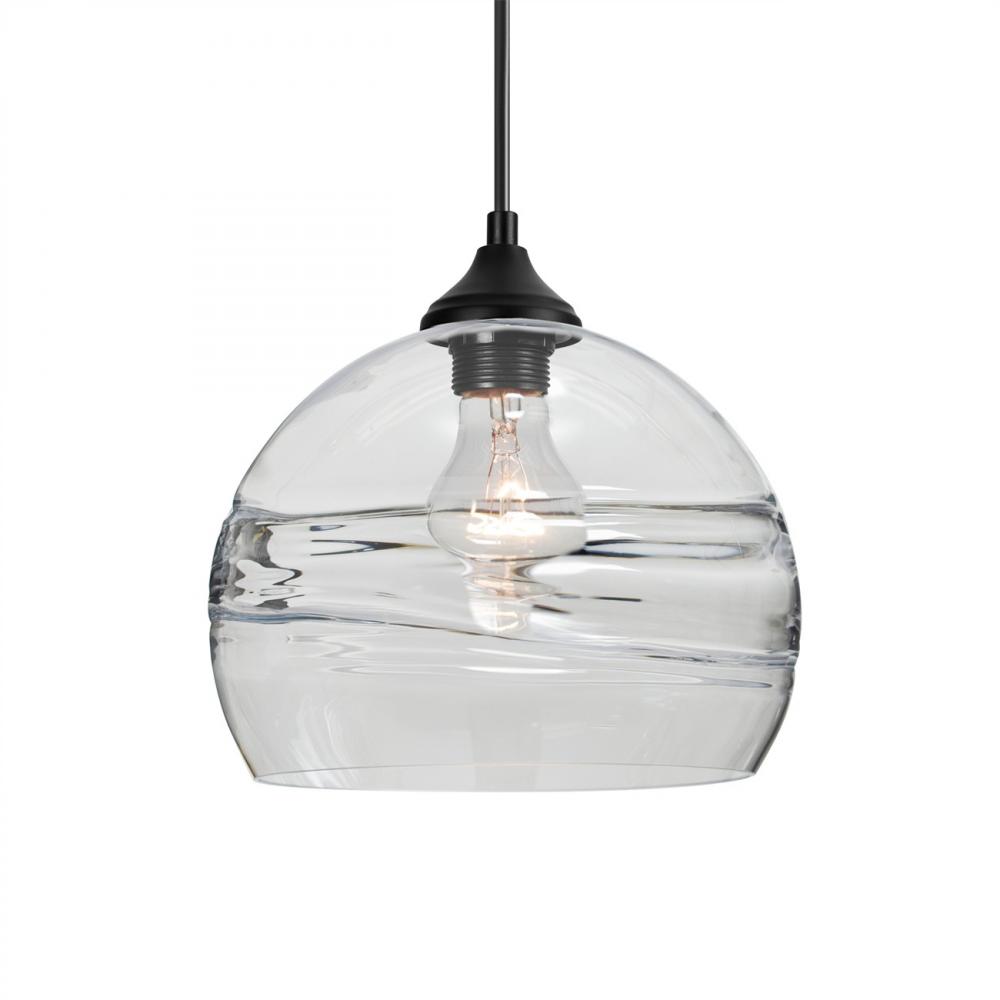 Besa Spirit 8 Outdoor Pendant, Clear, Black Finish, 1x8W LED Filament