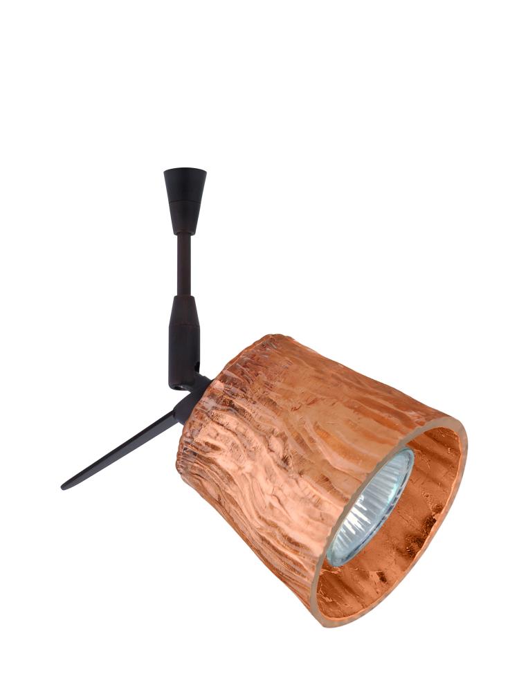 Besa Spotlight With 12&#34; Stem Nico 3 Bronze Stone Copper Foil 1x50W Halogen Mr16