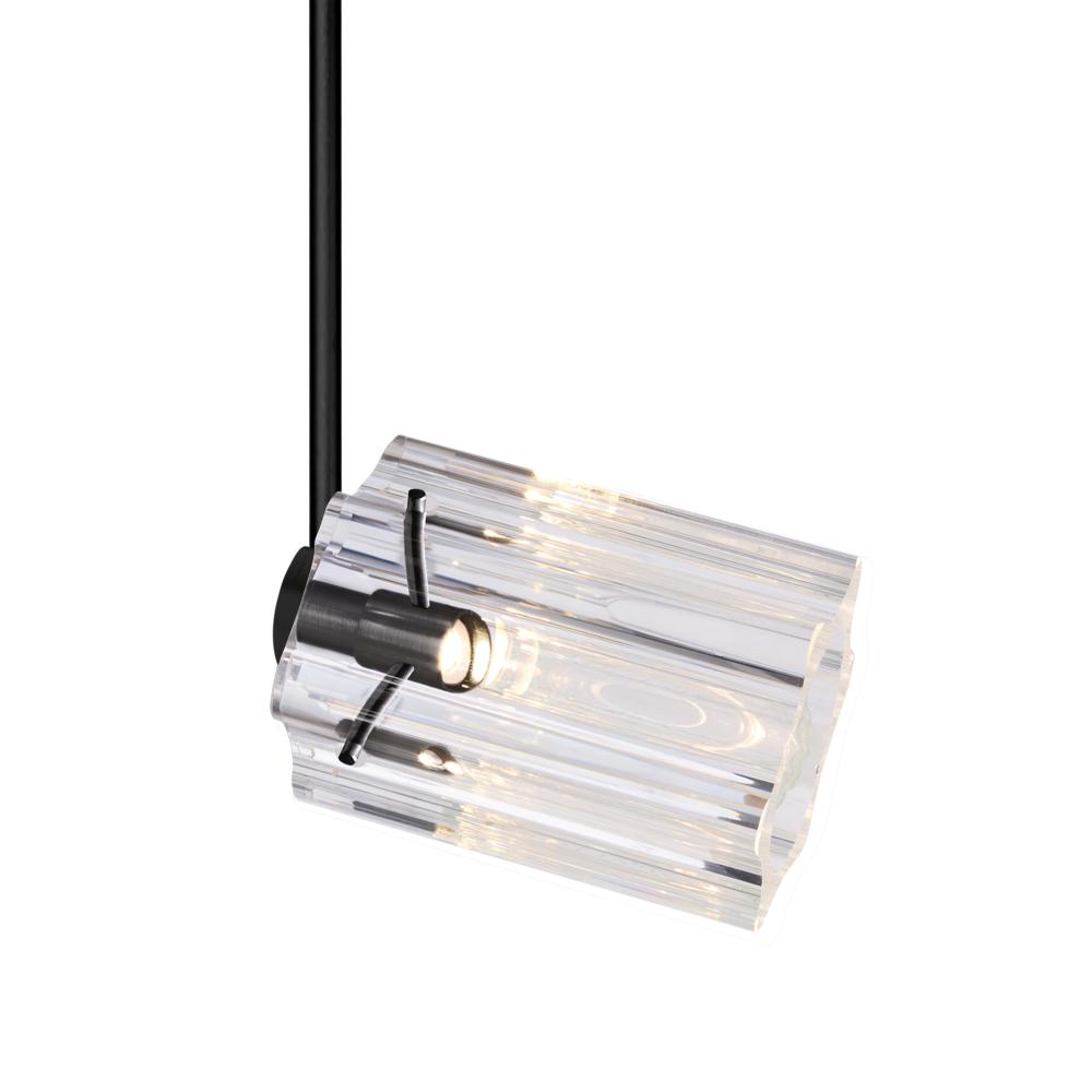 Besa Ice 4 Spotlight with 6&#34; stem, Clear Glass, Black Finish, 1x3W LED