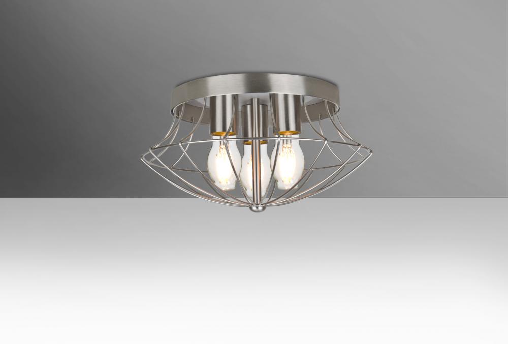 Besa Ceiling Spezza 13 Satin Nickel 3x9W LED Filament