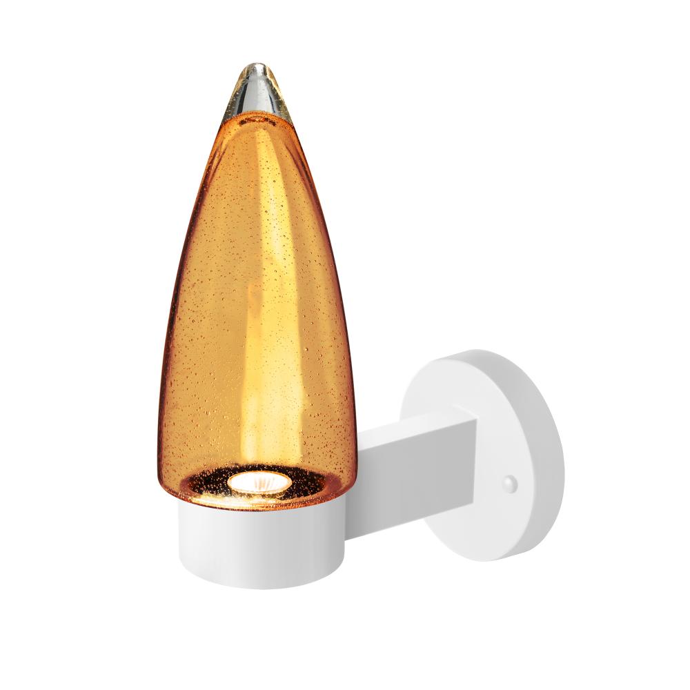 Sulu Outdoor Sconce, Amber Bubble, White Finish, 1x4W LED