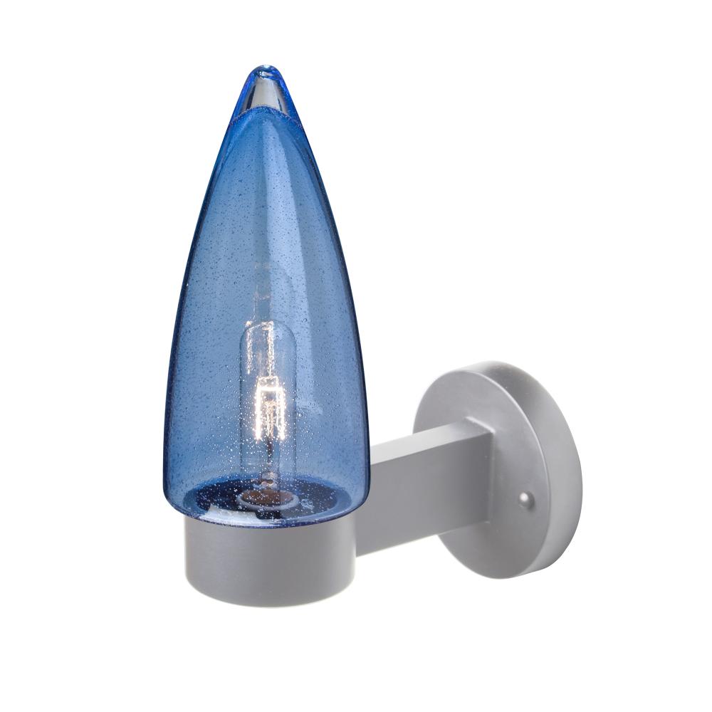 Sulu Outdoor Sconce, Blue Bubble, Silver Finish, 1x5W LED Filament