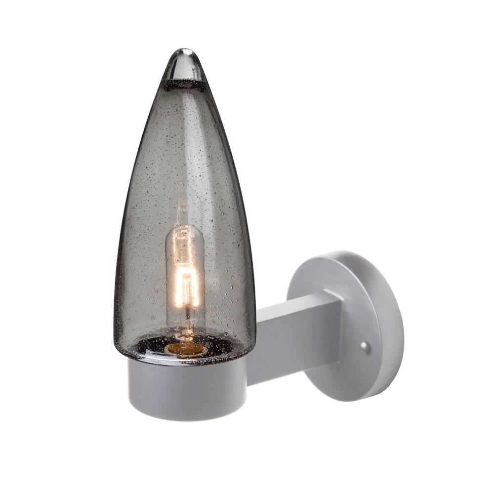 Sulu Outdoor Sconce, Smoke Bubble, Silver Finish, 1x5W LED Filament