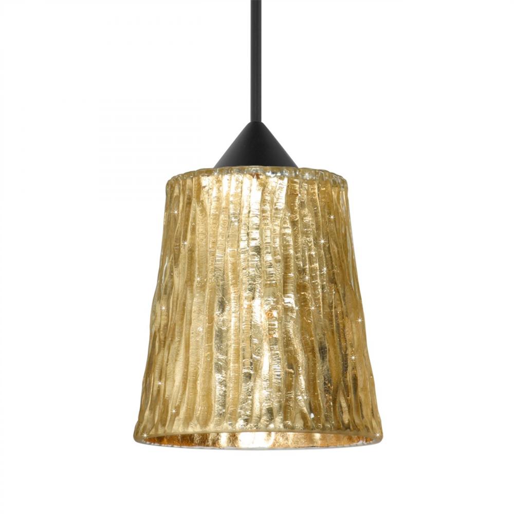 Besa Pendant For Multiport Canopy Nico 4, Black Finish, Stone Gold Foil 1x5W LED