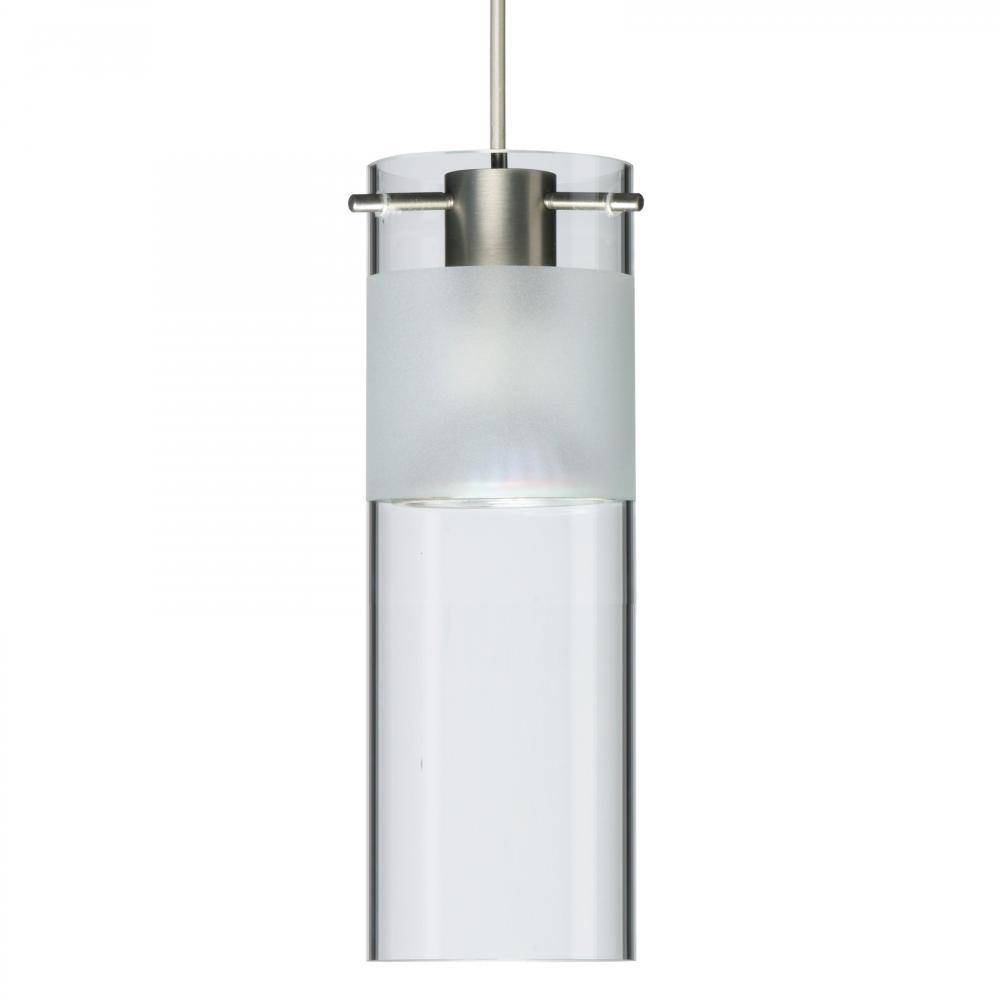 Besa, Scope 7 Cord Pendant for Multiport Canopy, Clear/Frost, Satin Nickel Finish