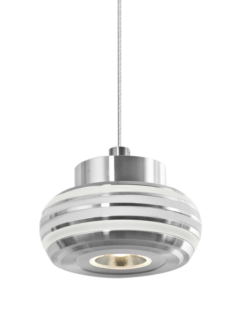 Besa, Flower Cord Pendant For Multiport Canopy, Clear/Frost, Satin Nickel Finish, 1x3