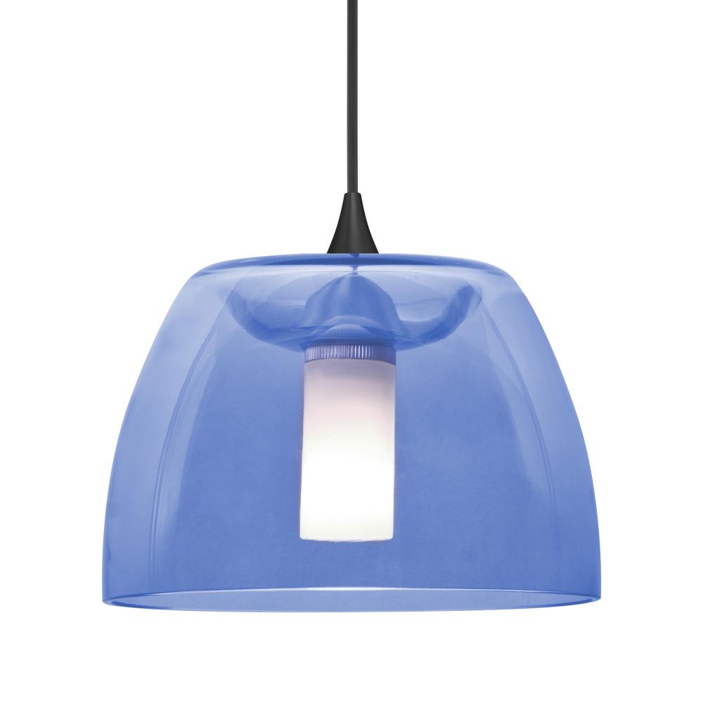 Besa Spur Pendant For Multiport Canopy, Blue, Black Finish, 1x3W LED