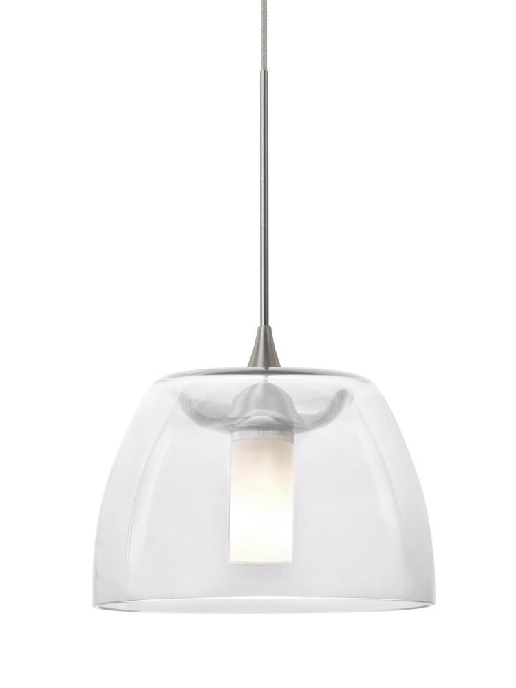 Besa Spur Cord Pendant For Multiport Canopy, Clear, Satin Nickel Finish, 1x3W LED