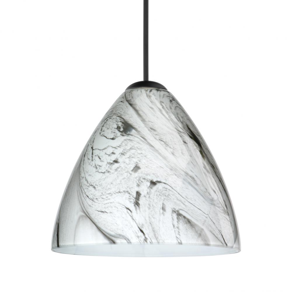 Besa Pendant Mia, Black Finish, Marble Grigio 1x5W LED