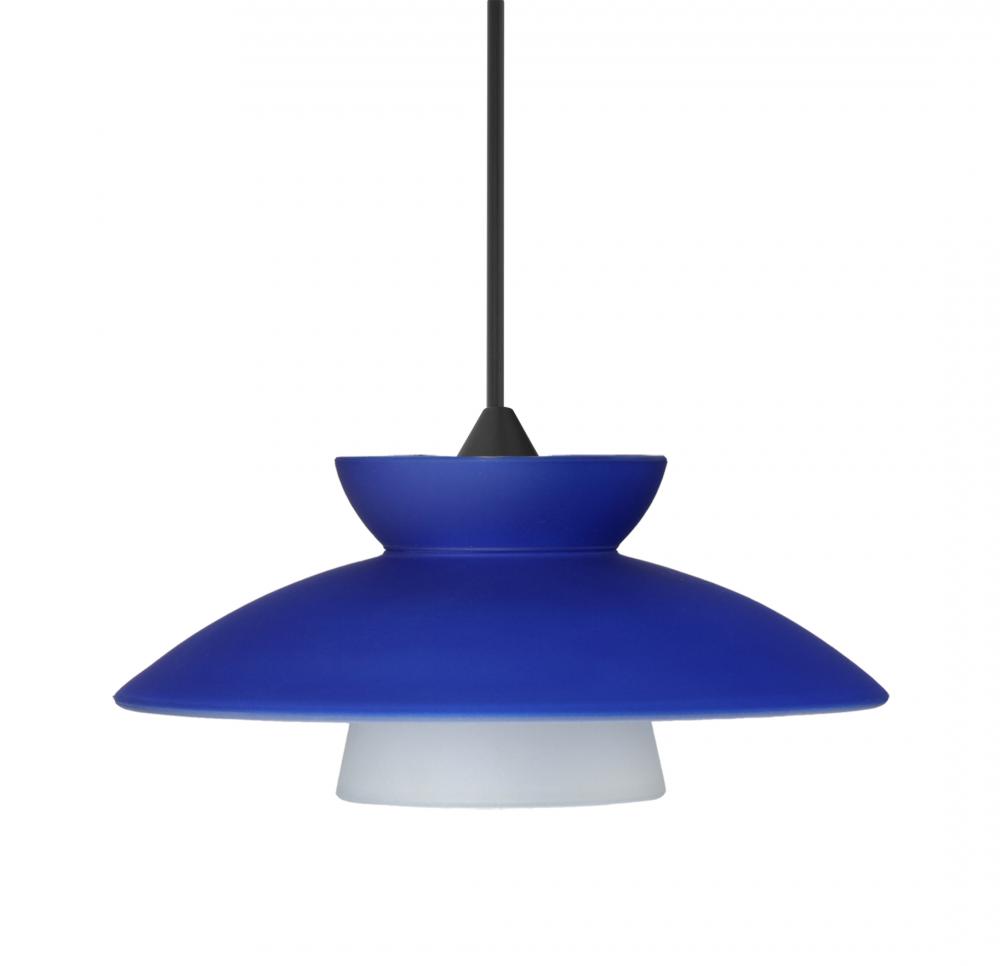 Besa Pendant Trilo 7, Black Finish, Blue Matte 1x5W LED