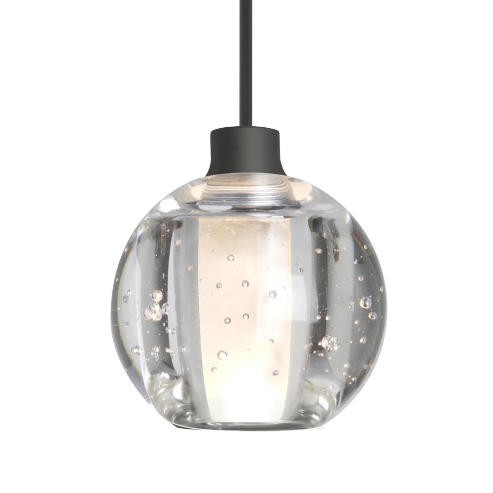 Besa Boca 5 Pendant, Clear Bubble, Black Finish, 1x3W LED