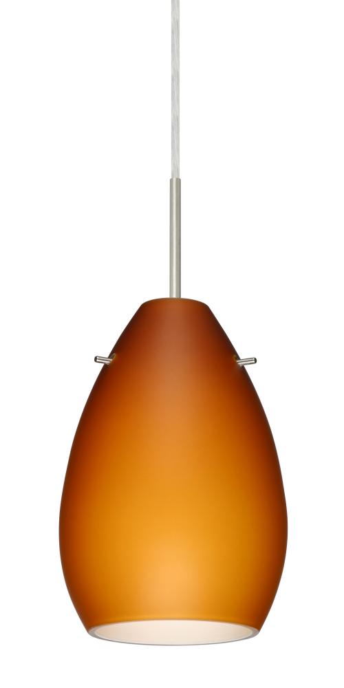 Besa Pendant Pera 6 Satin Nickel Amber Matte 1x50W Candelabra