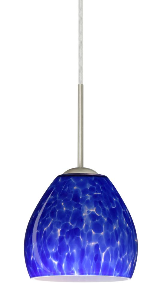 Besa Bolla Pendant Satin Nickel Blue Cloud 1x50W Candelabra