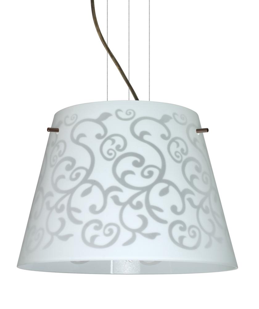 Besa Amelia 15 LED Pendant 1KV White Damask Bronze 3x11W LED