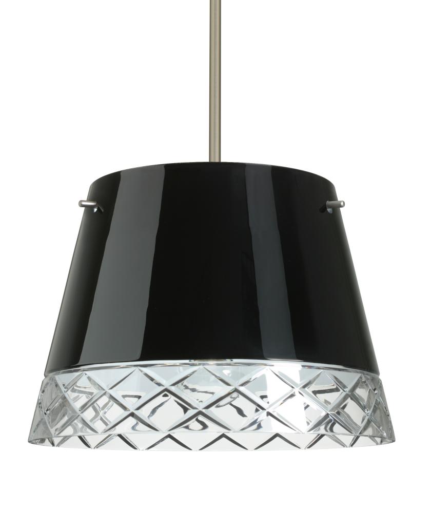 Besa Amelia 15 LED Pendant 1KT Black/Hand-Cut Satin Nickel 3x11W LED