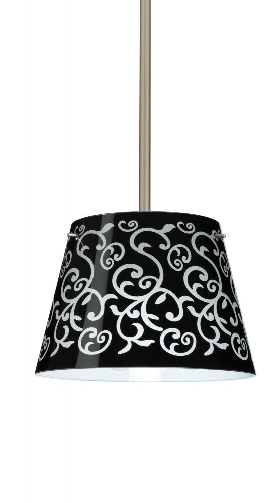 Besa Amelia 12 LED Pendant 1TT Black Damask Satin Nickel 1x11W LED