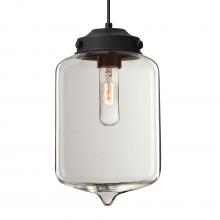 Besa Lighting 1JC-OLINCL-BK - Besa Olin Pendant Black Clear 1x60W MAX E26 Base