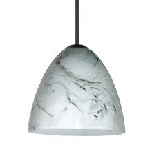 Besa Lighting 1JT-4470MG-BK - Besa Vila Pendant Black Marble Grigio 1x60W MAX E26 Base