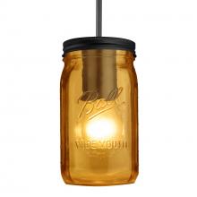 Besa Lighting 1JT-MILO4AM-BK - Besa Pendant Milo 4 Black Amber 1x40W MAX E26 Base