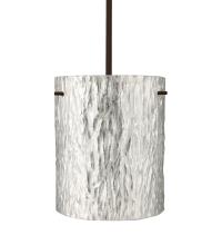 Besa Lighting 1TT-4006SS-BR - Besa Stem Pendant Tamburo 8 Bronze Stone Silver Foil 1x100W Medium Base