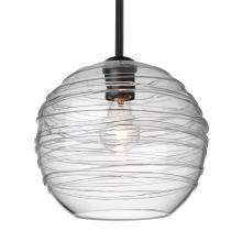 Besa Lighting 1TT-462761-BK - Besa Wave 10 Stem Pendant Black Clear 1x60W MAX E26 Base