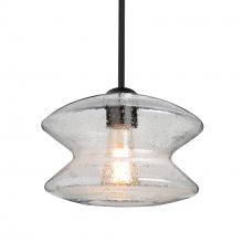 Besa Lighting 1TT-ZENCL-BK - Besa, Zen Stem Pendant, Clear Bubble, Black Finish, 1x60W MAX E26 Base